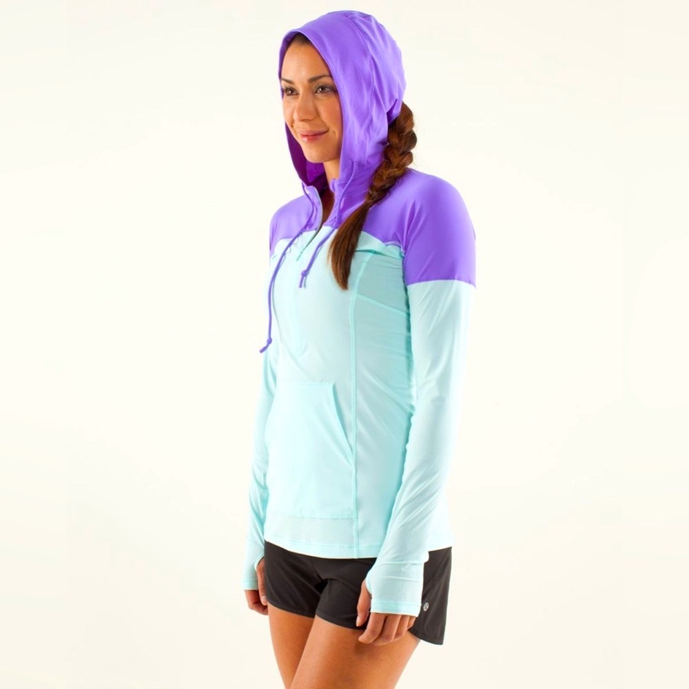 Rare🦄 Lululemon Runbeam Hoodie Jacket Aquamarine / Power Purple Size 6